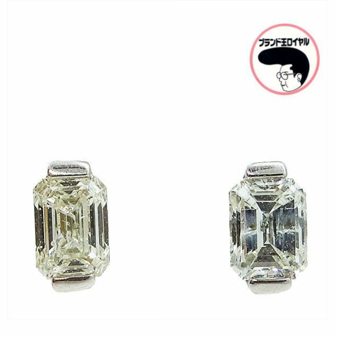 ダイヤモンドピアス　Pt900　ピアス　ダイヤ 0.53ct×2 　バケット　1粒ダイヤ　スクエアレディース