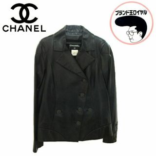 シャネル(CHANEL)の【中古】美品　CHANEL　シャネル　ラムレザー　ジャケット　ブラック　レディース(ロングコート)