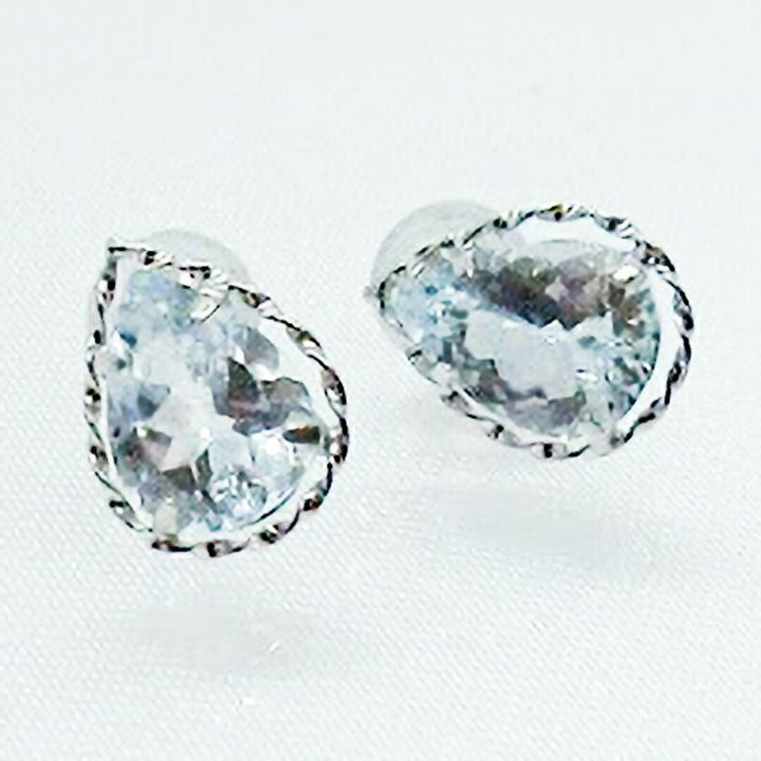 アクアマリンピアス  1.6ct　K18WG 　ホワイトゴールド  3月の誕生石 aquamarine 1