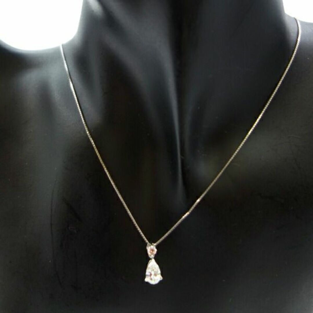 ピンクダイヤネックレス Pt950/Pt850 ダイヤモンド 0.804ct ピンクダイヤ 0.126ct プラチナ ダイヤネックレス ペアシェイプ 8