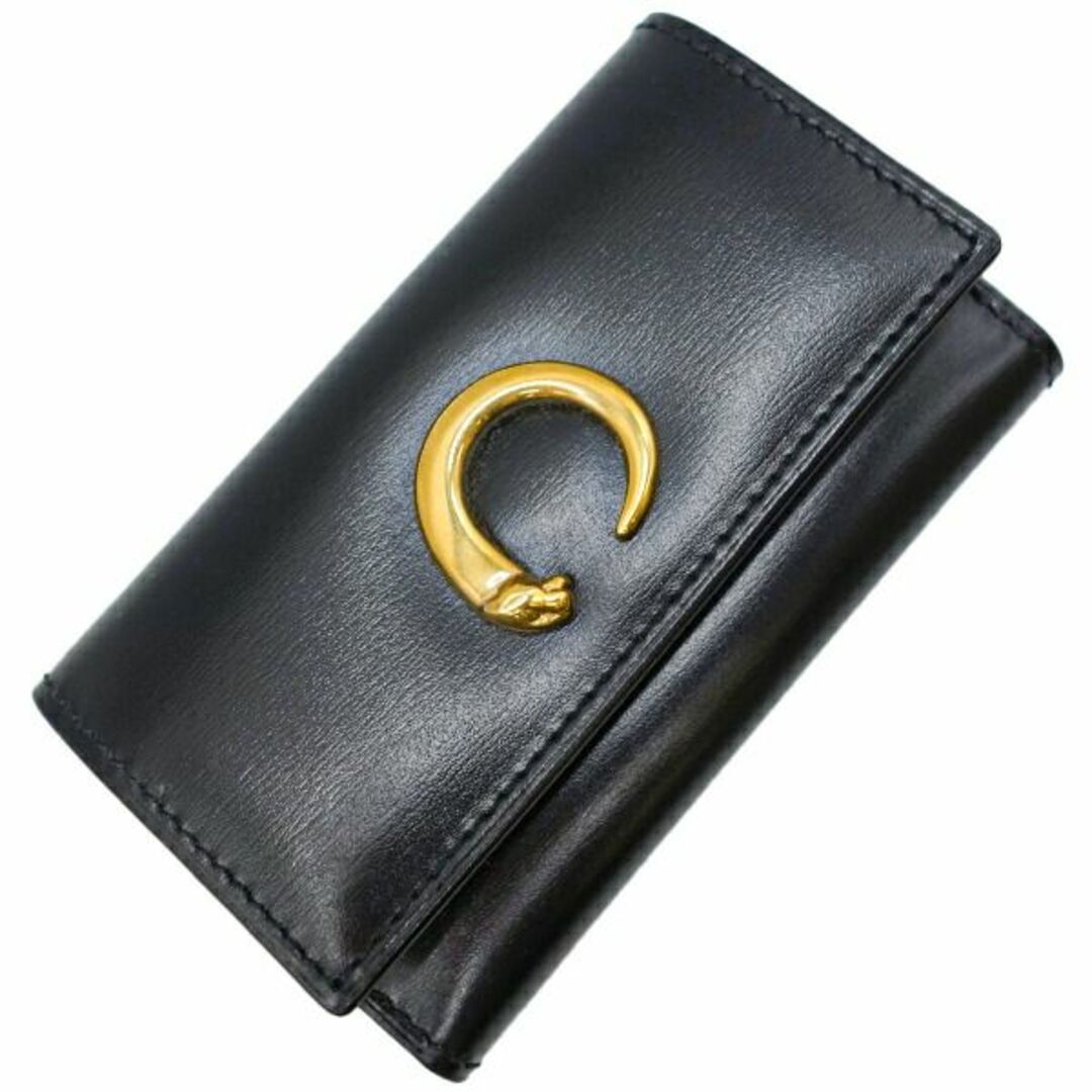 Cartier - カルティエ Cartier キーケース ブラック レザー ゴールド