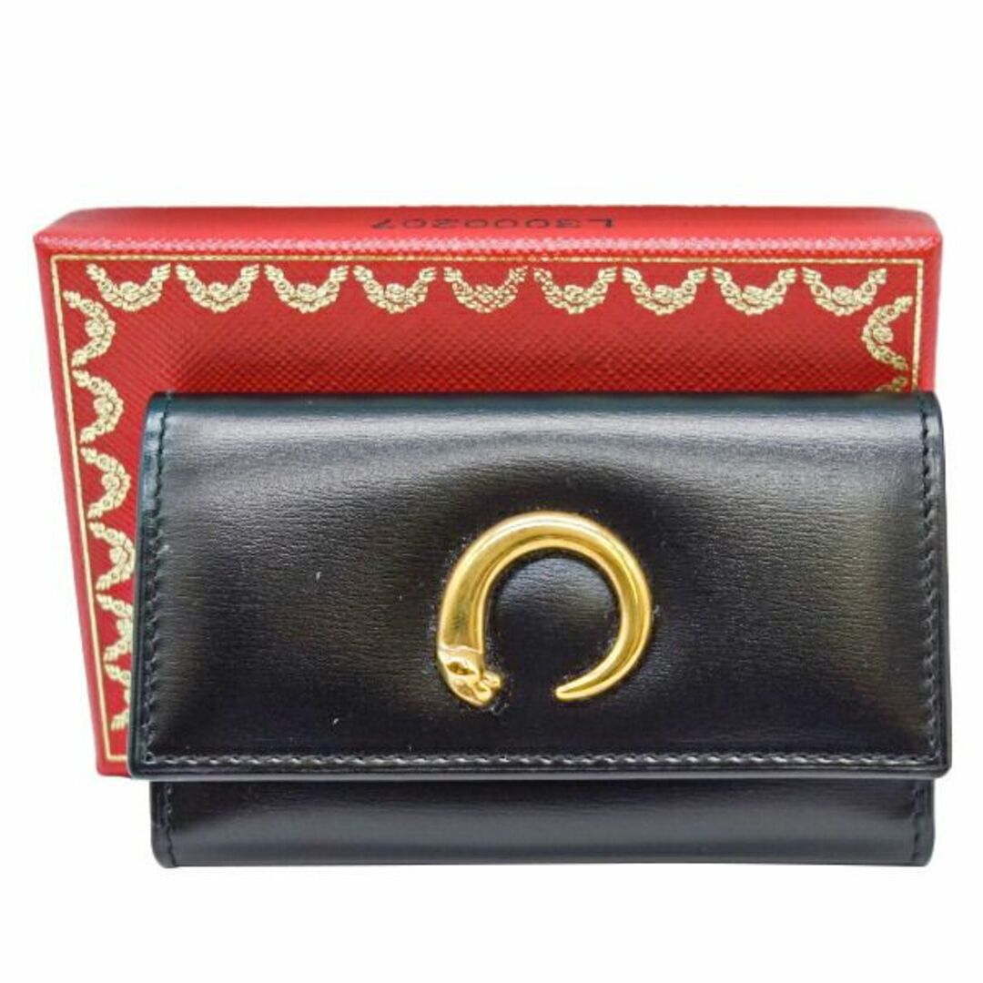 Cartier - カルティエ Cartier キーケース ブラック レザー ゴールド