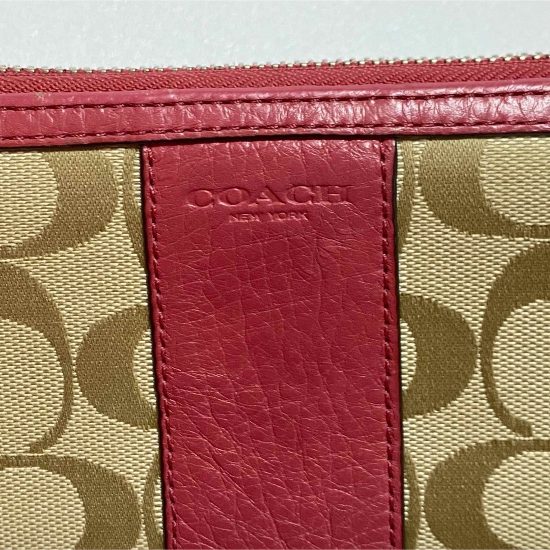 COACH コーチ 長財布 シグネチャー ×ピンクライン