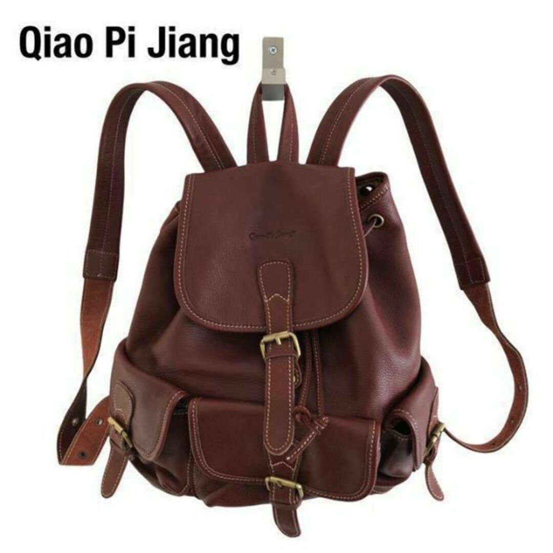 Qian Pi Jiangのレザーリュック 本革 ブラウン | フリマアプリ ラクマ