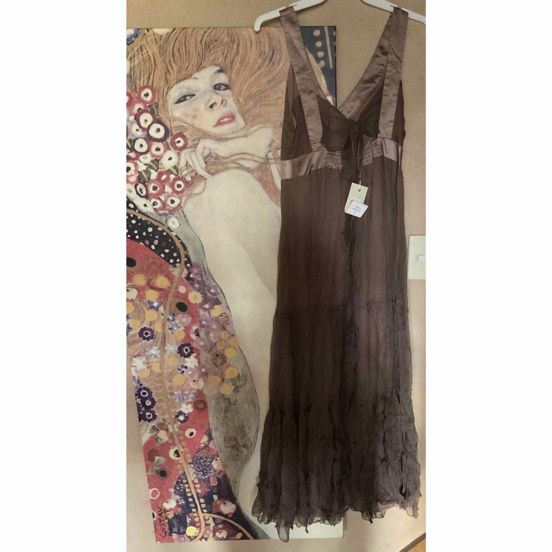 ZARA(ザラ)の新品 USAロングドレス BROWN L レディースのフォーマル/ドレス(ロングドレス)の商品写真