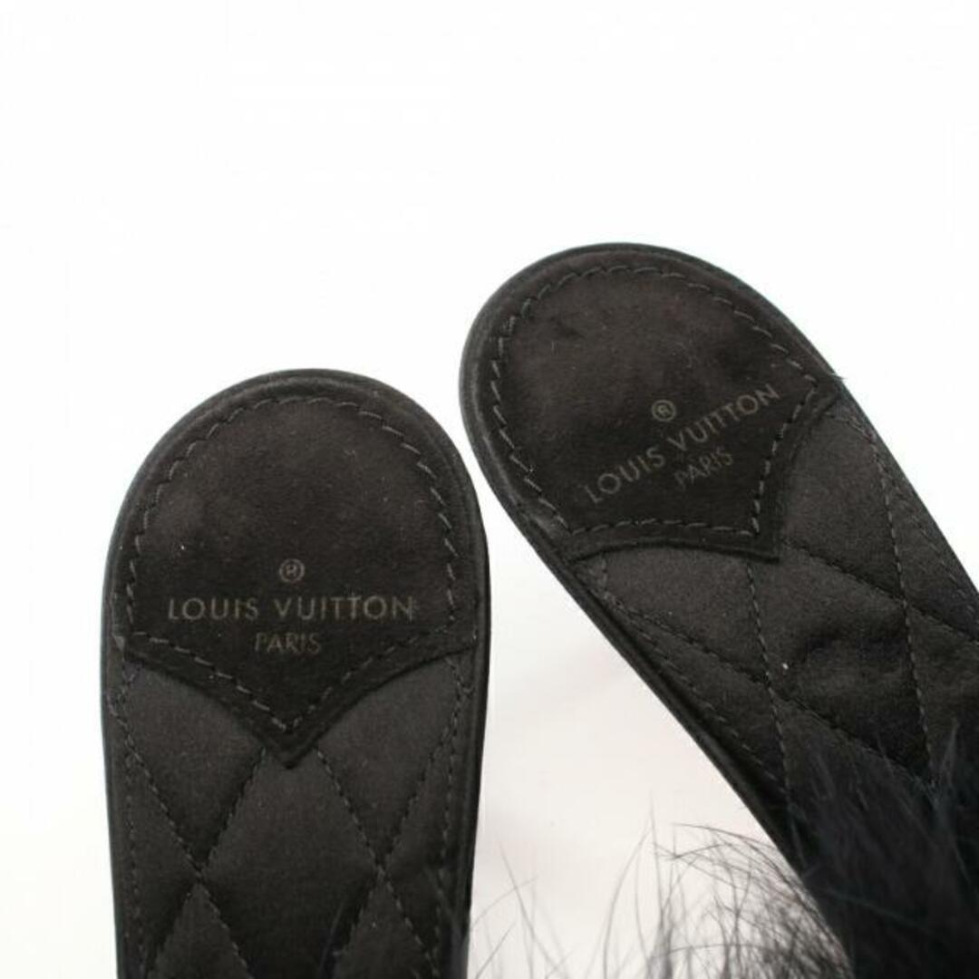 LOUIS VUITTON(ルイヴィトン)のマリリン ミュール サンダル サテン フェザー ブラック ビジュー レディースの靴/シューズ(ミュール)の商品写真
