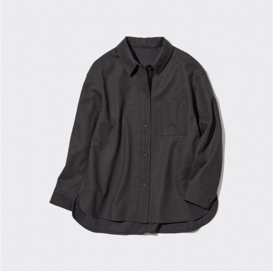 UNIQLO(ユニクロ)のブラッシュドジャージーシャツジャケット（ダークブラウン） レディースのジャケット/アウター(ノーカラージャケット)の商品写真