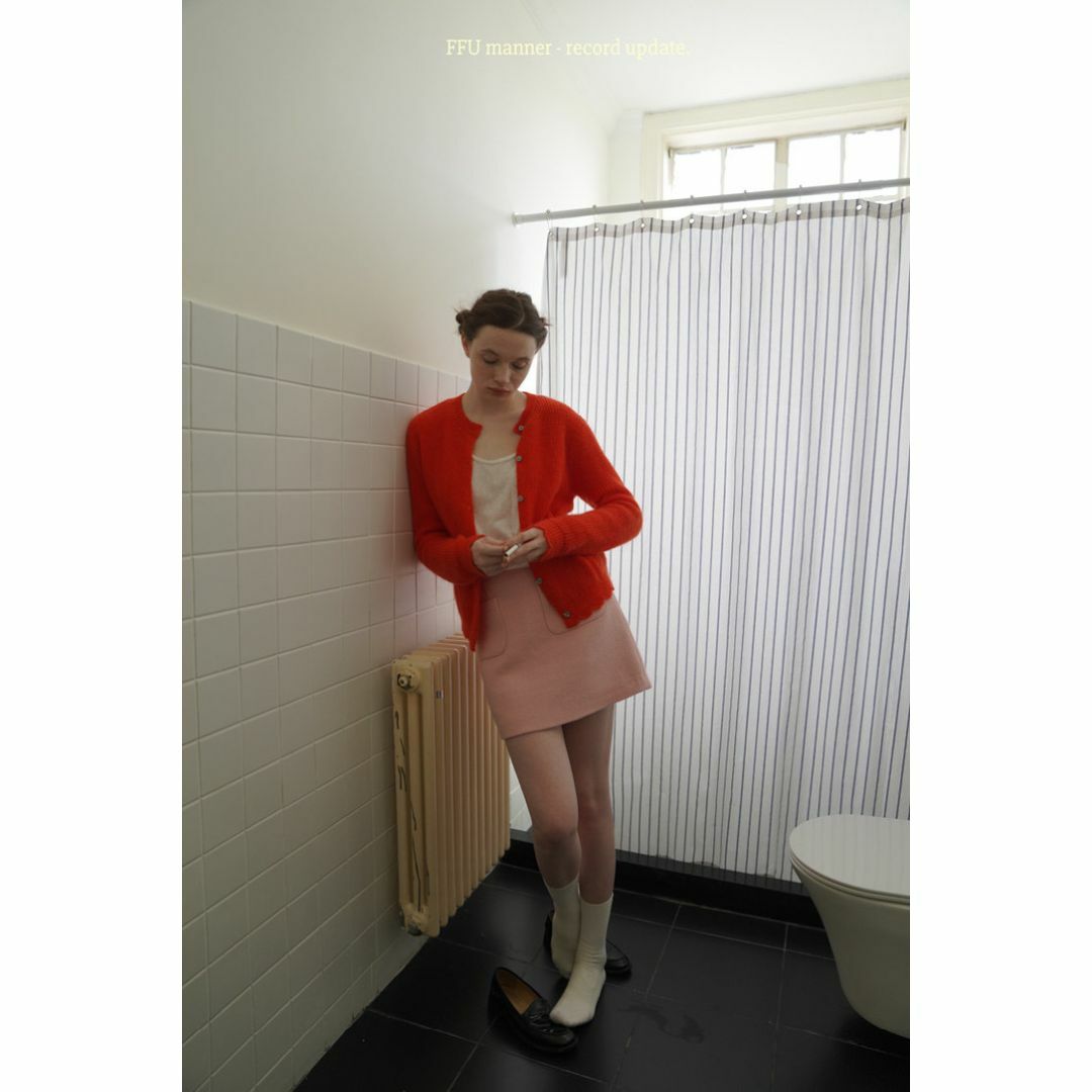 FulfilForU ライトピンク 台形 ポケット ミニ ツイードスカート