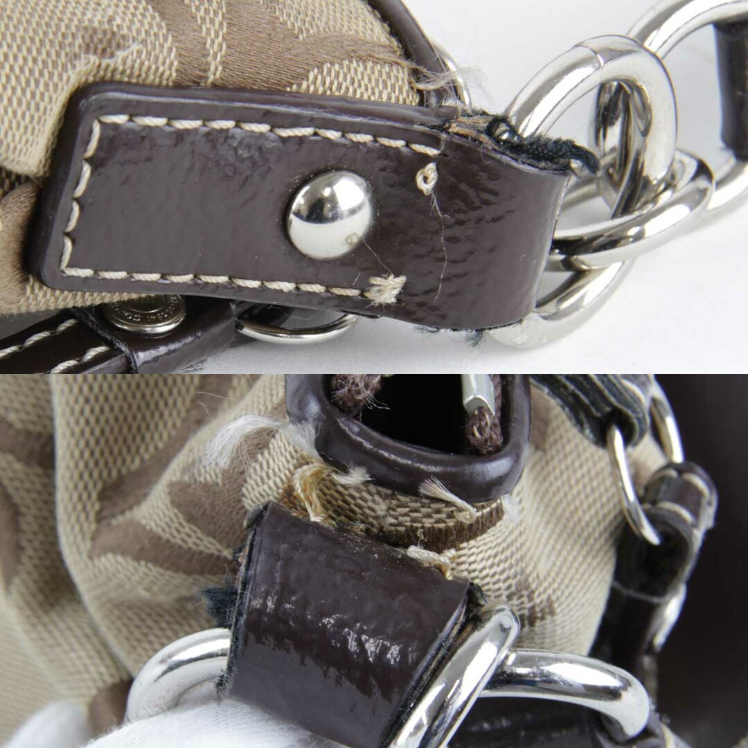 『USED』 COACH コーチ シグネチャー F17439 ショルダーバッグ キャンバス ダークブラウン【中古】