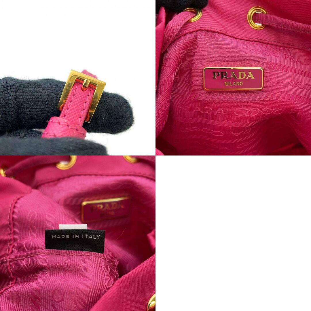 PRADA(プラダ)のプラダ ハンドバッグ デュエット 巾着 ナイロン レザー1BH038 PRADA ポシェット 2way ピンク レディースのバッグ(ハンドバッグ)の商品写真