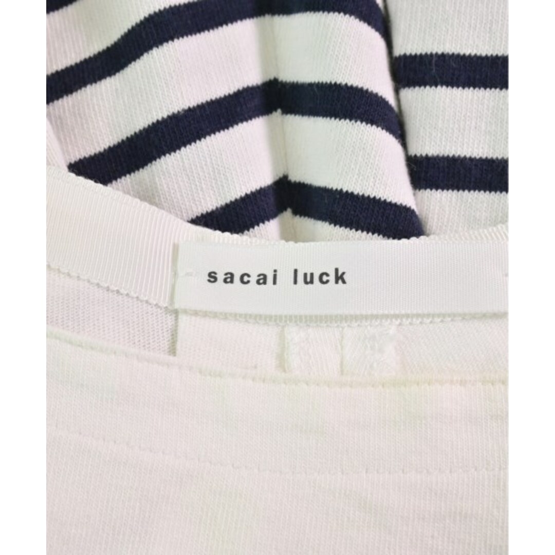 sacai luck(サカイラック)のsacai luck サカイラック ワンピース 2(M位) 白x紺(ストライプ) 【古着】【中古】 レディースのワンピース(ひざ丈ワンピース)の商品写真