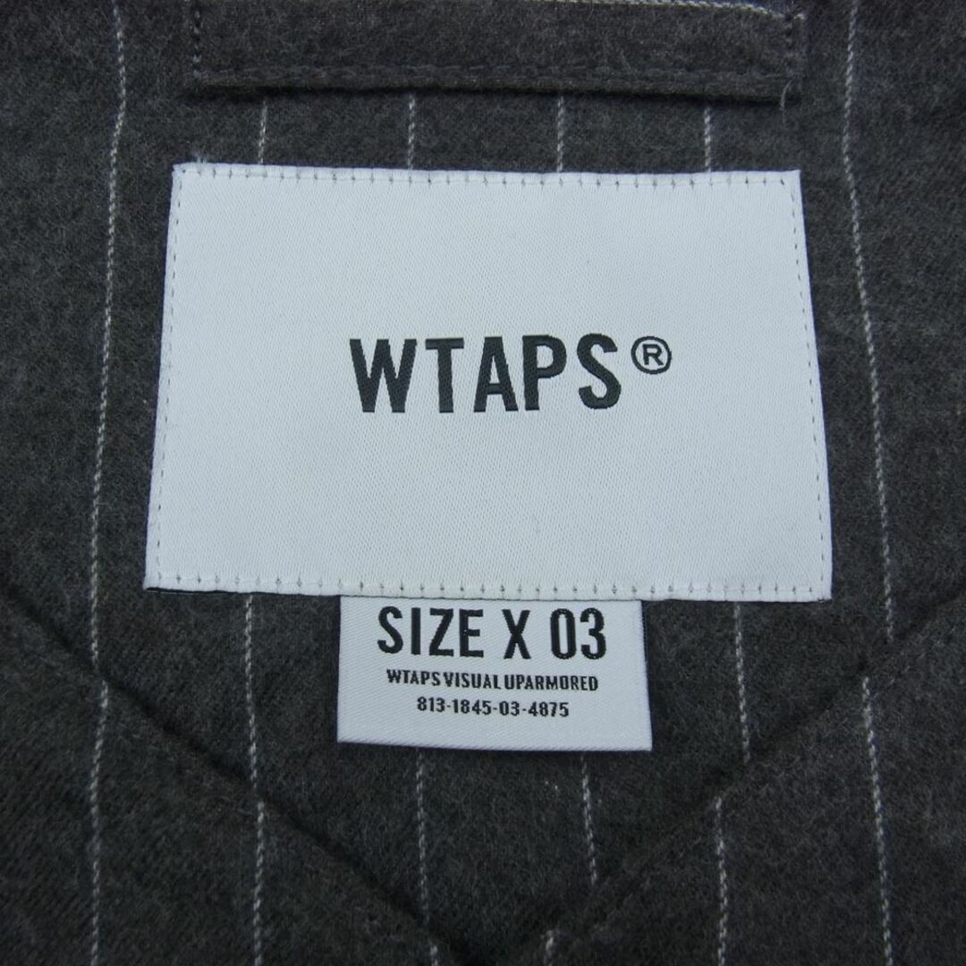 W)taps(ダブルタップス)のWTAPS ダブルタップス 22SS 221TQDT-SHM01 LEAGUE LS COTTON FLANNEL STRIPE リーグ ロングスリーブ シャツ フランネル ストライプ 長袖 シャツ グレー系 03【中古】 メンズのトップス(シャツ)の商品写真