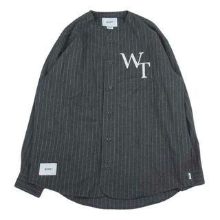 ダブルタップス(W)taps)のWTAPS ダブルタップス 22SS 221TQDT-SHM01 LEAGUE LS COTTON FLANNEL STRIPE リーグ ロングスリーブ シャツ フランネル ストライプ 長袖 シャツ グレー系 03【中古】(シャツ)