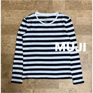 ムジルシリョウヒン(MUJI (無印良品))の完売品♪【無印良品】クルーネックTシャツ  白黒   ボーダー(Tシャツ(長袖/七分))