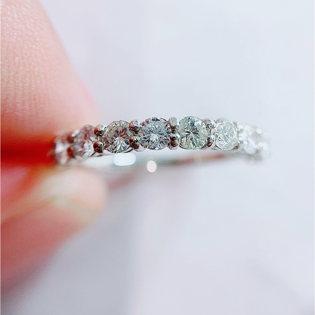 ★0.4ct★✨ダイヤモンドK18WGエタニエティリング指輪ハーフ12号リング