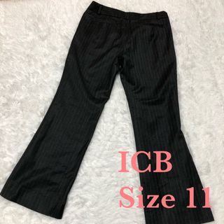 アイシービーICB ウールワイドパンツ サイズ11 ストライプ 日本製