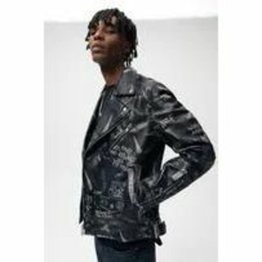 ZARA - ZARA ザラ グラフィティー フェイクレザー ダブルライダース