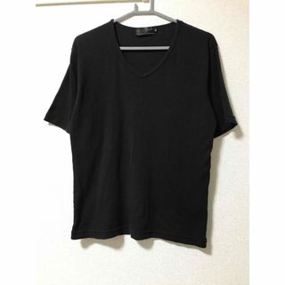 ルーシャット(Roushatte)のROUSHATTE SHELL 黒 半袖 VネックTシャツ　ニットLLサイズ(ニット/セーター)