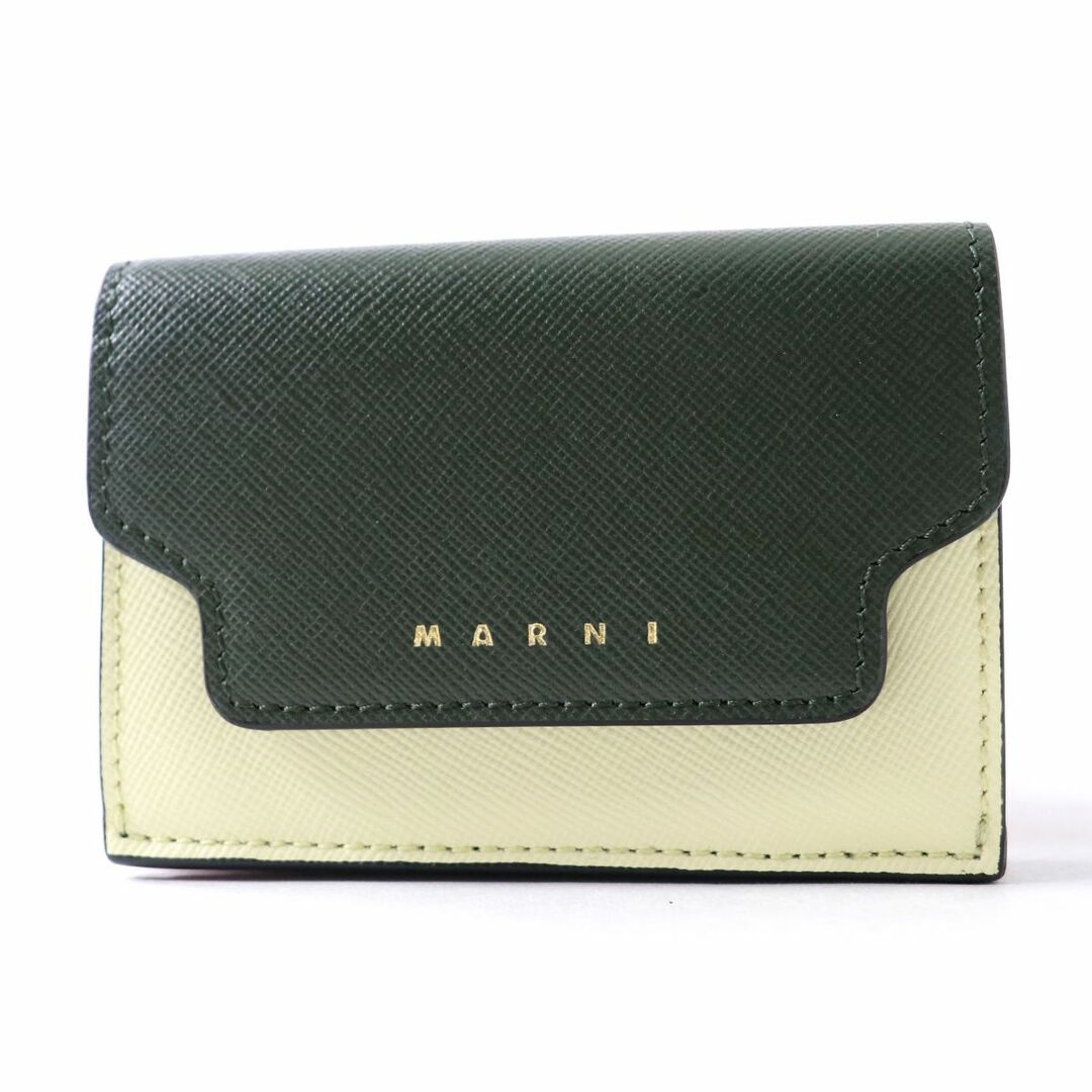 未使用品◇MARNI マルニ PFMOW02U23 ロゴ入り 3つ折り レザー コンパクトウォレット ミニ財布 レディース Z412N マルチカラー 箱付 伊製