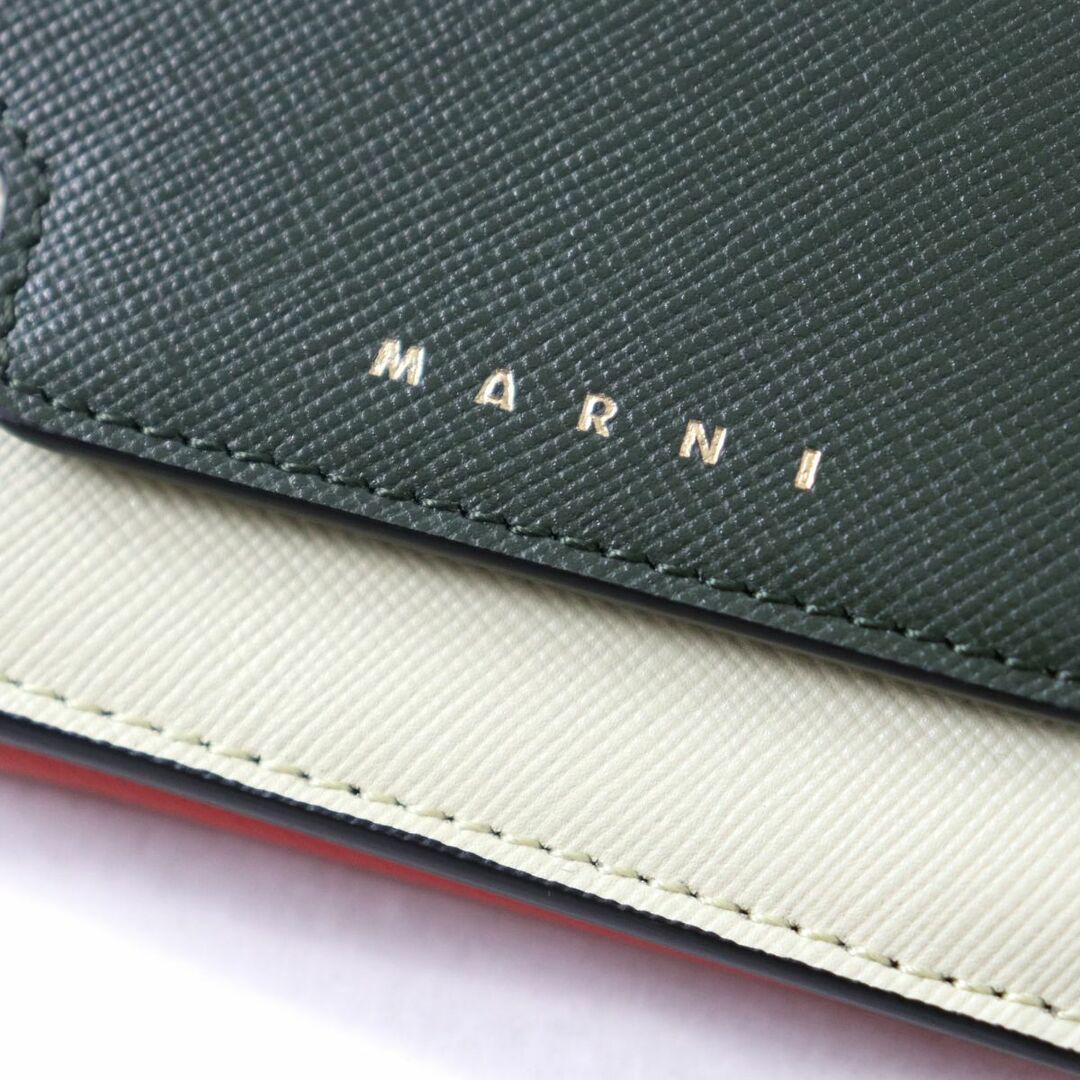 未使用品◇MARNI マルニ PFMOW02U23 ロゴ入り 3つ折り レザー コンパクトウォレット ミニ財布 レディース Z412N マルチカラー  箱付 伊製