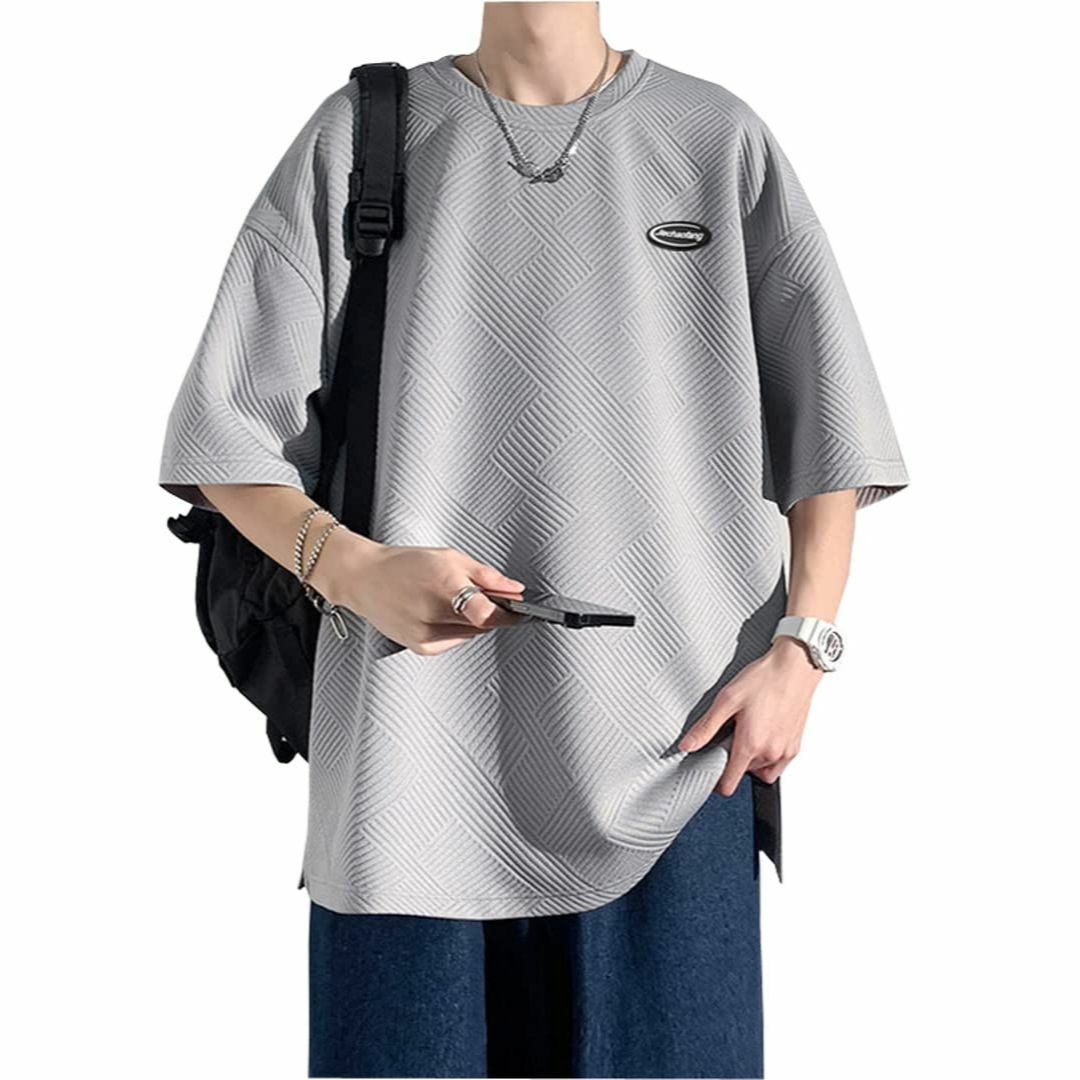 [LAiaPReL] メンズ tシャツ 半袖 5分袖 ワッフルデザイン 大きいサ