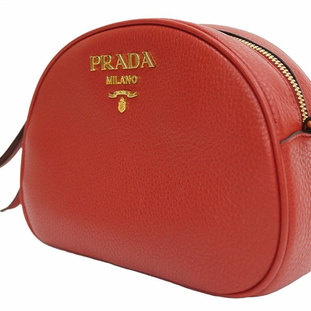 PRADA(プラダ)の プラダ レザー ショルダーバッグ 1BH130 2WAYクラッチバッグ レッド レディース ポシェット 小さい ドーム型 長財布不可 PRADA【未使用品】 レディースのバッグ(ショルダーバッグ)の商品写真