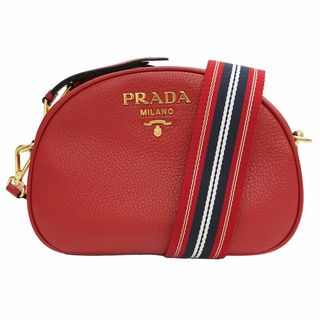 プラダ(PRADA)の プラダ レザー ショルダーバッグ 1BH130 2WAYクラッチバッグ レッド レディース ポシェット 小さい ドーム型 長財布不可 PRADA【未使用品】(ショルダーバッグ)