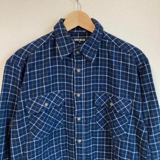 OLD UNIQLO オールド ユニクロ　シャツ　チェック　長袖　紺タグ M