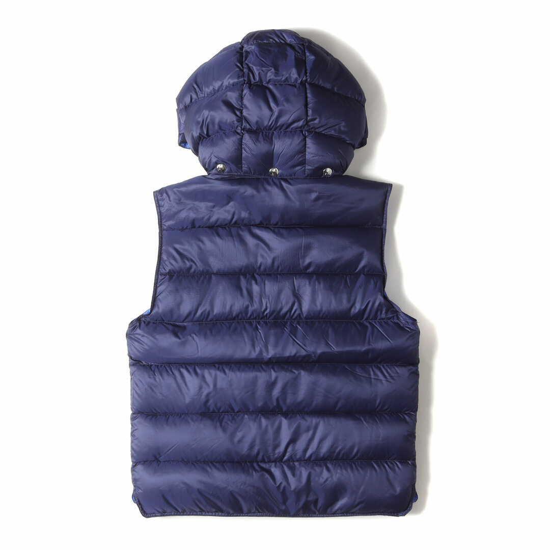 MONCLER モンクレール ダウン ベスト サイズ:2 フード付き アイコン ワッペン 刺繍 BILLECART GILET  E20914338649 ビルカール 19AW ネイビー 紺 アウター シンプル カジュアル ブランド【メンズ】【中古】