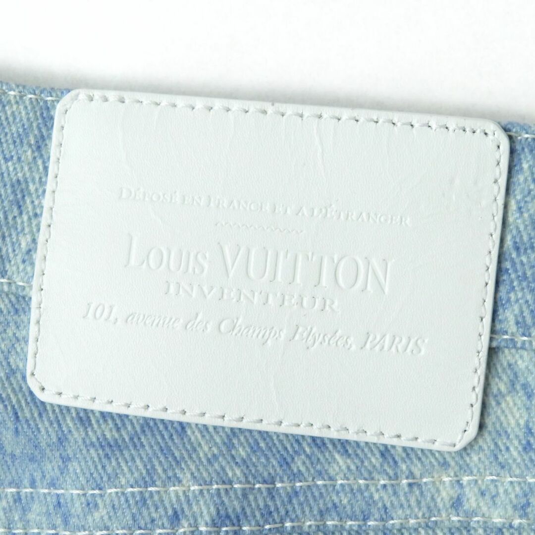 極美品◇正規品 LOUIS VUITTON ルイヴィトン ロゴボタン・レザーパッチ付 マーブルカラー デニムパンツ ジーンズ レディース 34 イタリア製 7