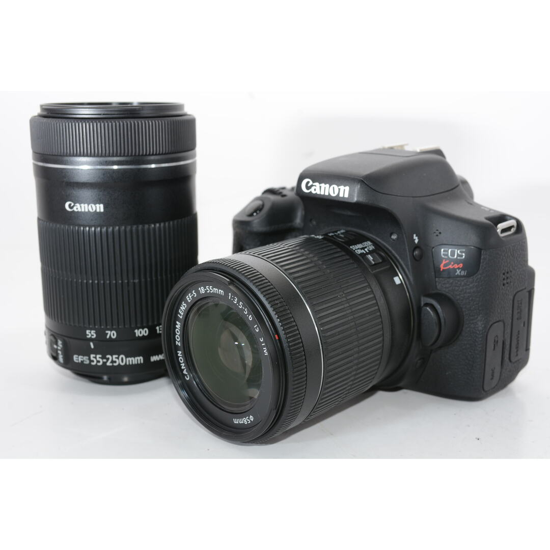 【外観特上級】Canon デジタル一眼レフカメラ EOS Kiss X8i ダブルズームキット EF-S18-55mm/EF-S55-250mm 付属 EOSKISSX8I-WKIT