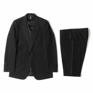 ディオールオム(DIOR HOMME)のDior HOMME ディオールオム 05SS ピークドラペル ウール スモーキング 1B テーラードジャケット サイドライン スラックス パンツ 5EH2071624 セットアップ スーツ ブラック 黒 48R イタリア製 ブランド 【メンズ】【中古】(セットアップ)