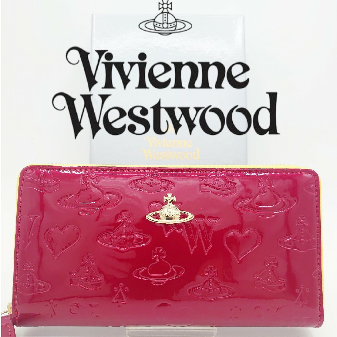 【新品】Vivienne Westwood 長財布 レッド/イエロー エナメルレディース