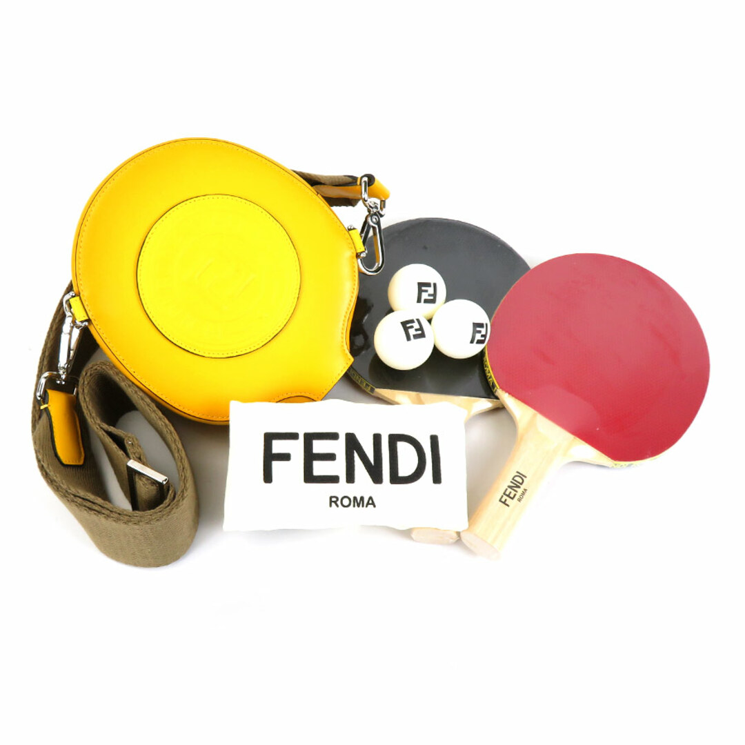 フェンディ FENDI  ラケットカバー 卓球セット レザー イエロー ユニセックス 送料無料 r9801g