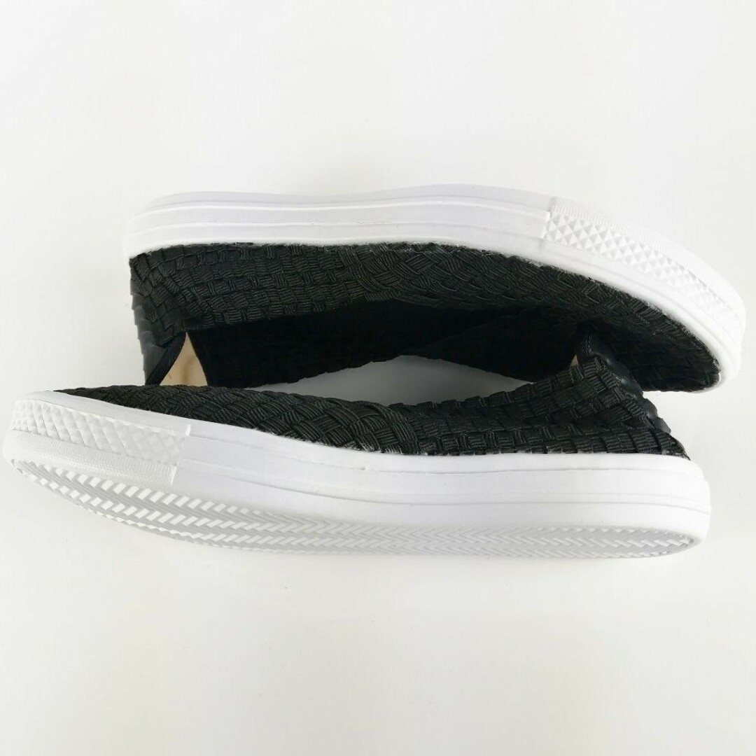新品 ブラック Ｍ size超軽量 素足でも履けるゴム編み込みスニーカー レディースの靴/シューズ(スニーカー)の商品写真