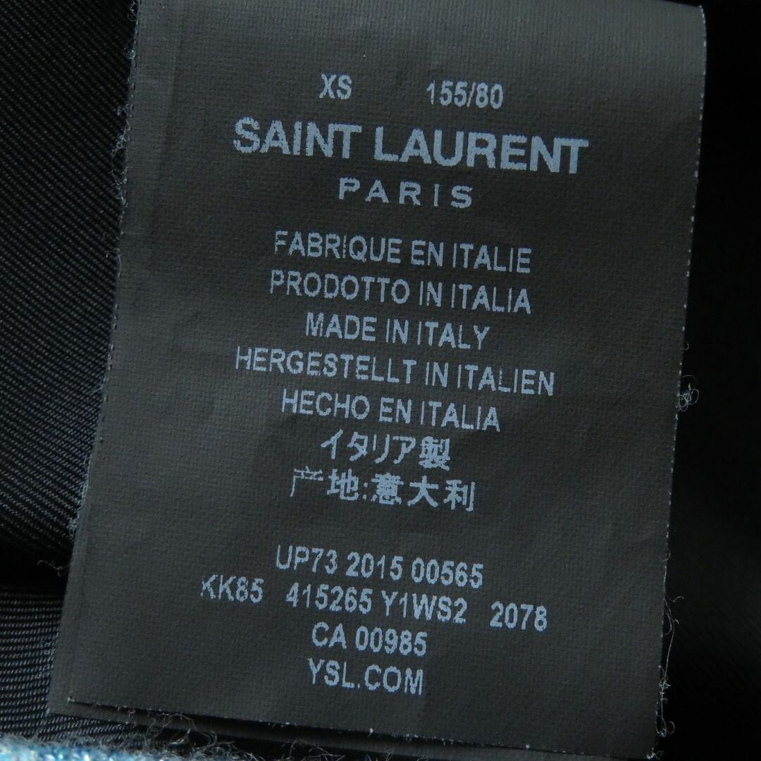 極美品◇正規品 SAINT LAURENT PARIS サンローランパリ 16SS 415265 裏地シルク100% 総柄 ニットカーディガン ブルー系 レディース XS 伊製