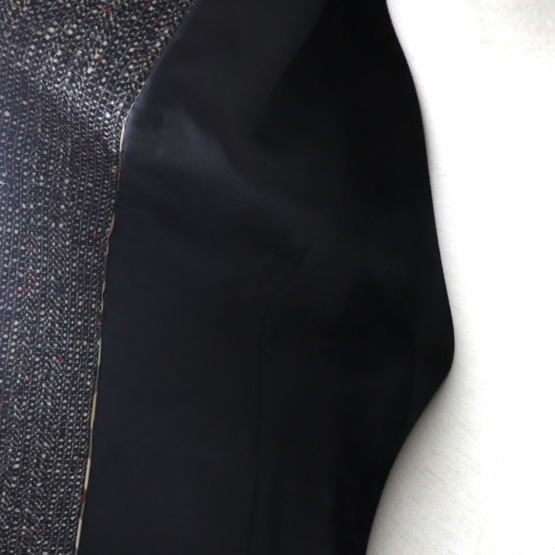 極美品★正規品 バーバリーロンドン ロゴボタン付き シルク混 ツイードコート／ジャケット グレー 44（大きめサイズ） 日本製 ベルト付き 4