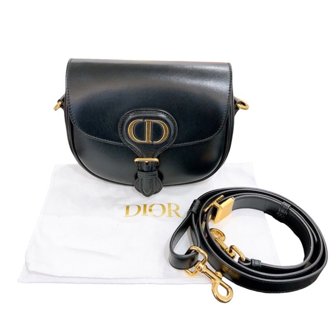 クリスチャン・ディオール Christian Dior ボビースモールショルダーバッグ ブラック ボックスカーフ ボックスカーフ レディース ショルダーバッグ