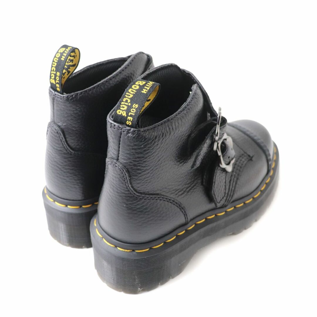 極美品★Dr.Martens ドクターマーチン DEVON FLWR フラワーモチーフ ベルトデザイン 厚底 レザーブーツ レディース ブラック 黒 UK5 1