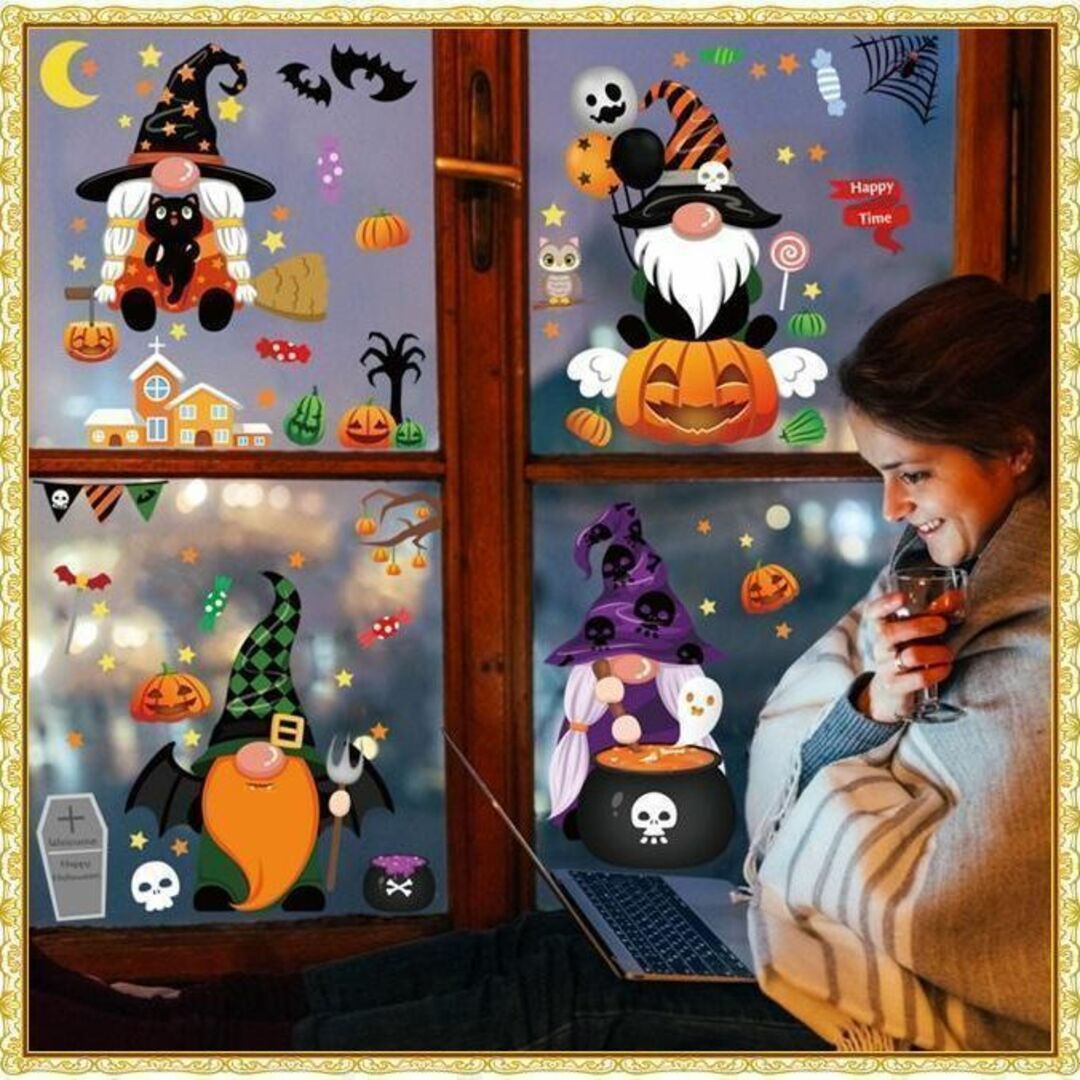ハロウィン　魔女ウインドステッカー⑥ウォールステッカー 飾り 装飾  壁貼り ハンドメイドのパーティー(その他)の商品写真