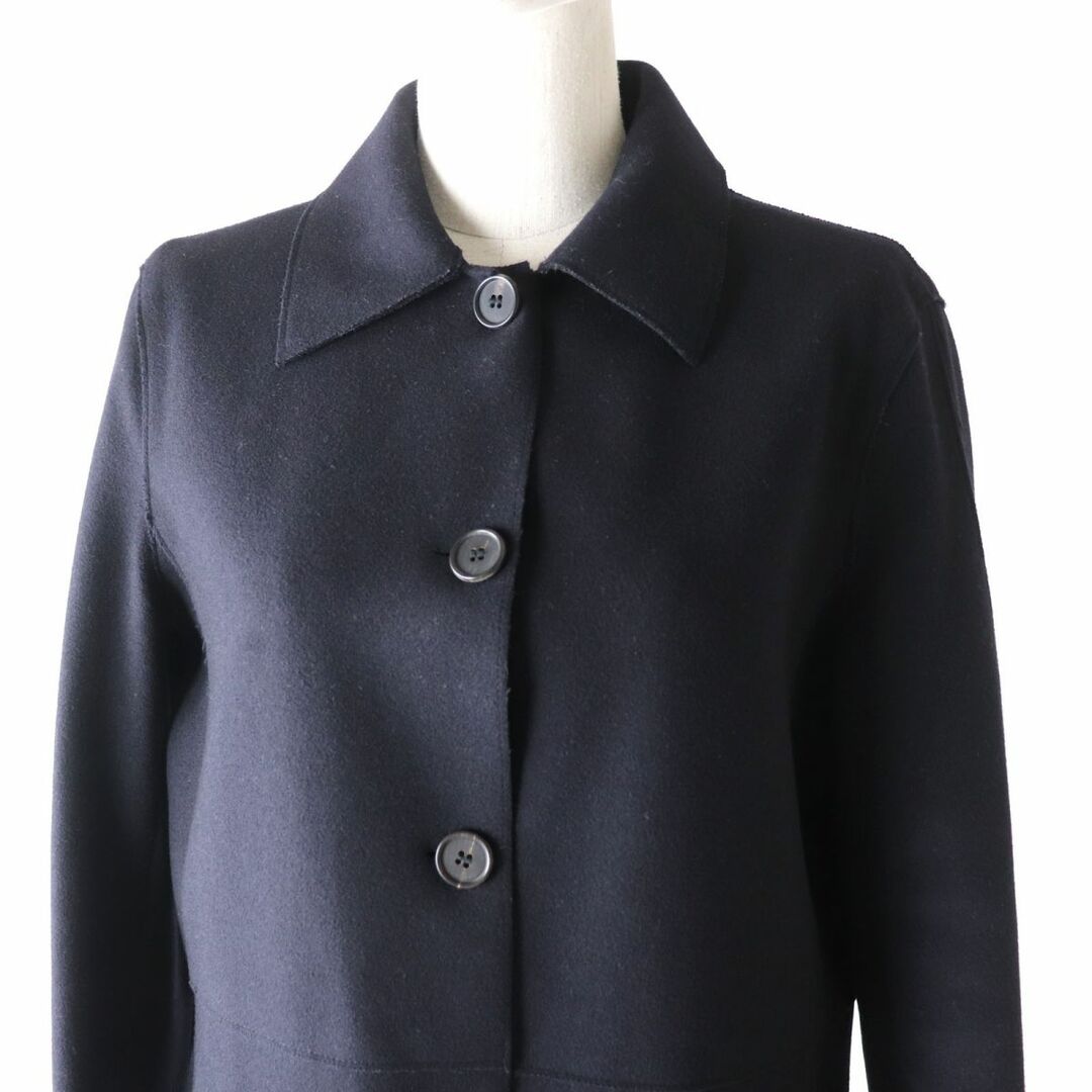 美品★正規品 JIL SANDER NAVY ジルサンダーネイビー JDZ501A カットオフデザイン 薄手 カシミヤ混 ステンカラーコート ネイビー  38 伊製 h09-st30220-541