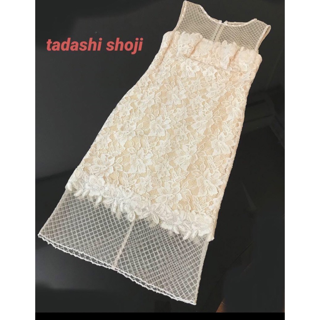 TADASHI SHOJI(タダシショウジ)の【極美品】レア タダシ  サイズ0 レースワンピース ドレス TADASHI 白 レディースのフォーマル/ドレス(ミディアムドレス)の商品写真