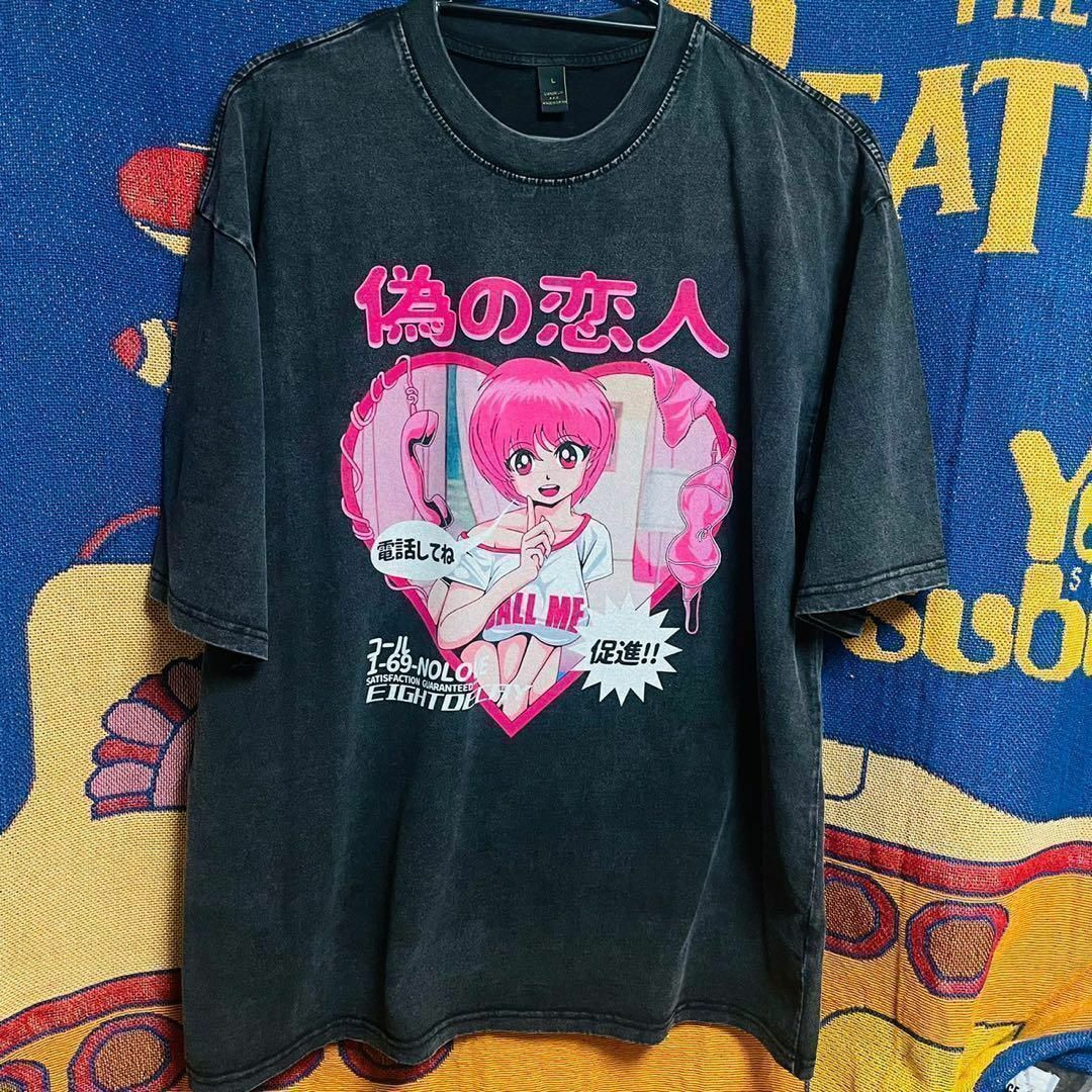 マンガ　Tシャツ　メンズ　偽の恋人　女の子　電話促進　少年漫画風　イラスト