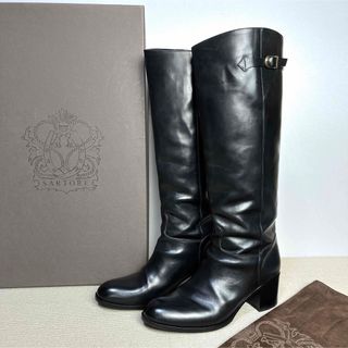 ☆極美品☆サルトル バックジップロングブーツ 黒 38.5 24.5cm-