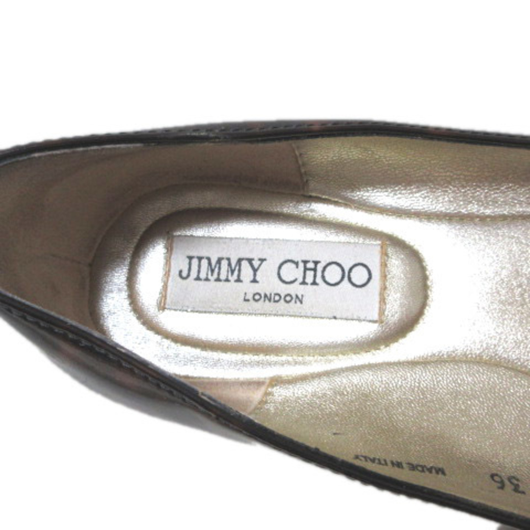 JIMMY CHOO - ジミーチュウ フラット シューズ パンプス パテント 茶系