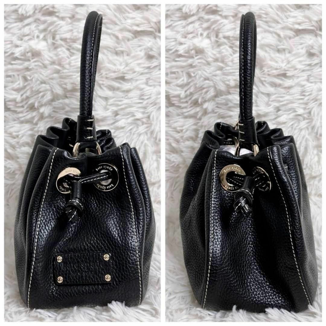 kate spade 2way ハンドバッグ レザー シボ革 黒 コンパクト