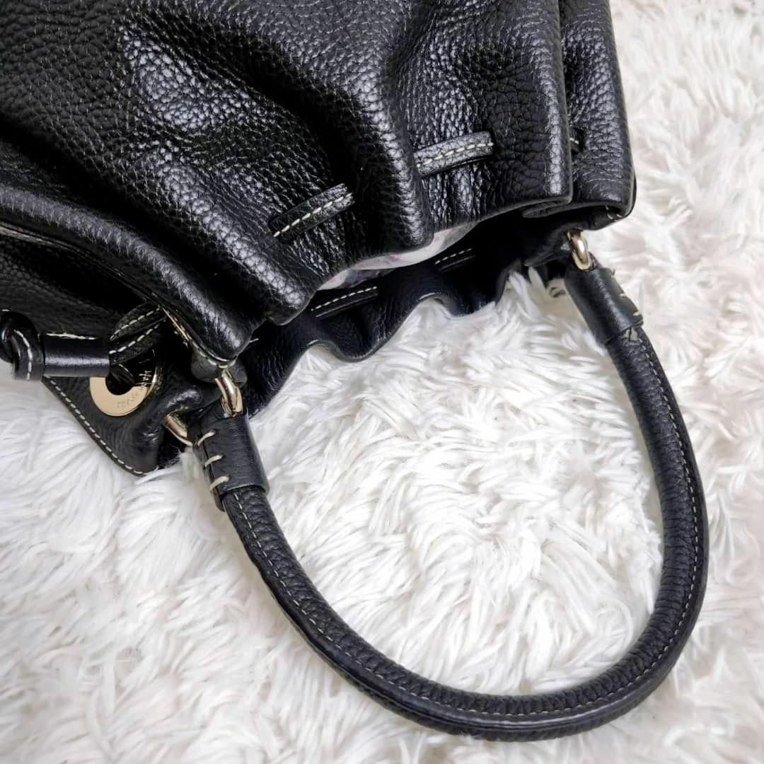 kate spade 2way ハンドバッグ レザー シボ革 黒 コンパクト