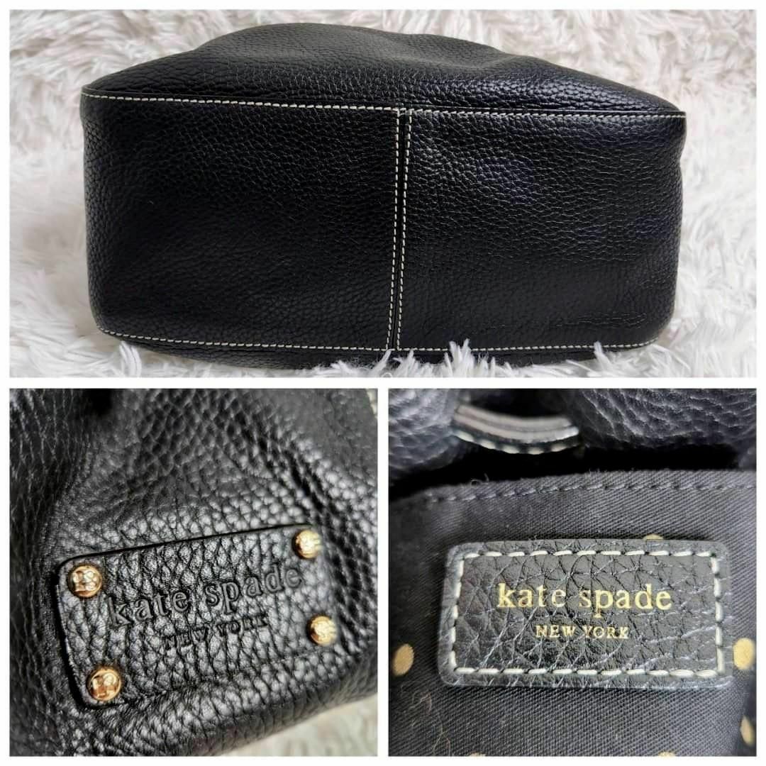 kate spade　2way ハンドバッグ　レザー　シボ革　黒　コンパクト 5