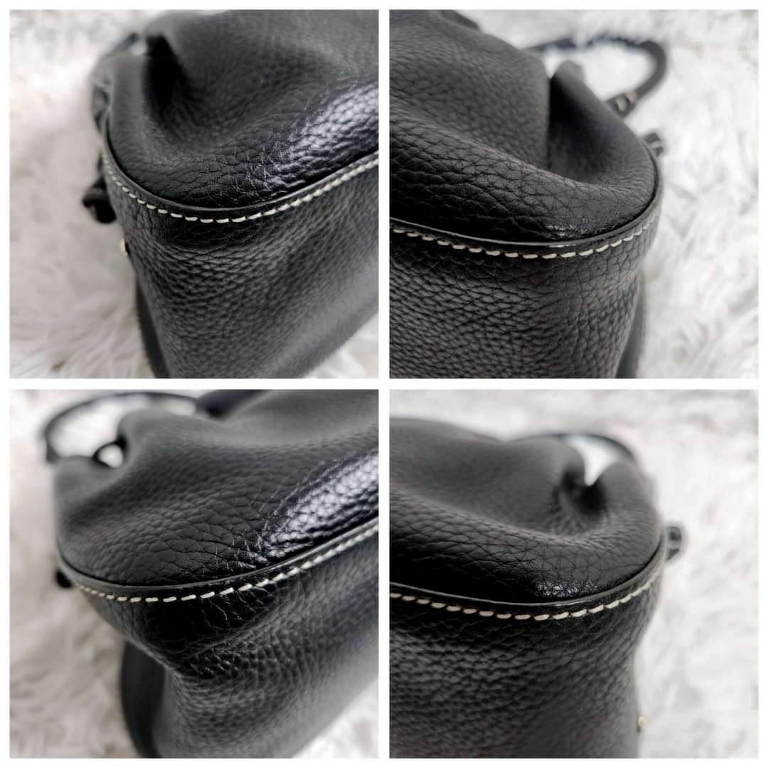 kate spade 2way ハンドバッグ レザー シボ革 黒 コンパクト