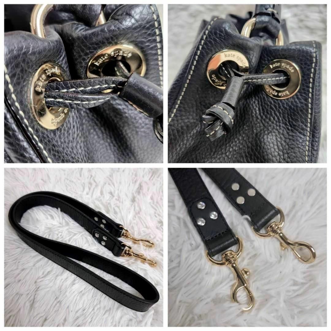 kate spade　2way ハンドバッグ　レザー　シボ革　黒　コンパクト 9